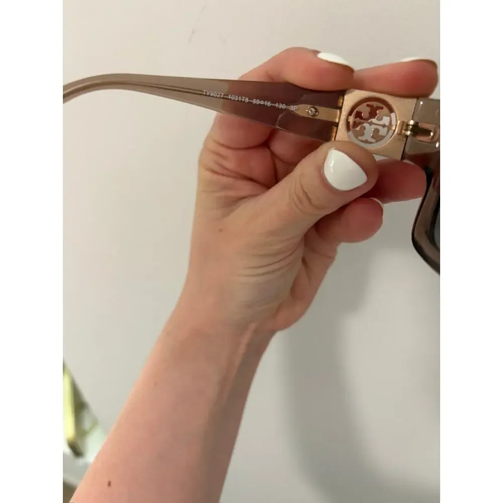 Tory Burch Clear Brown Tortoise Shell Sunglasses with Case
